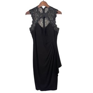 Cache Cocktail Dress Vintage Semi Formal Lace Sparkle Black Size 8